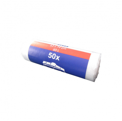 Vrecia na odpad 60l, 50 ks/rolka mikroténové HDPE biele