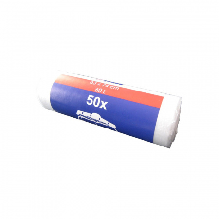 Vrecia na odpad 60l, 50 ks/rolka mikroténové HDPE biele