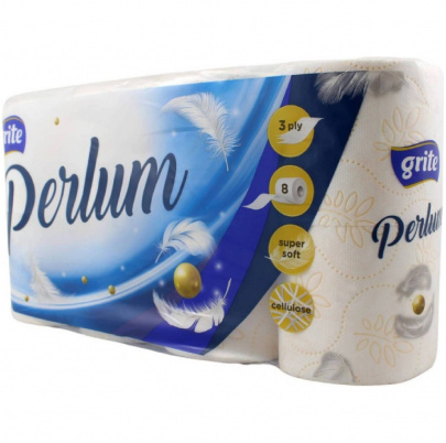 Toaletný papier GRITE PERLUM 3-vrstvový, balenie = 8 roliek, 100% celulóza