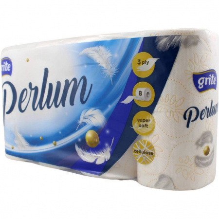 Toaletný papier GRITE PERLUM 3-vrstvový, balenie = 8 roliek, 100% celulóza