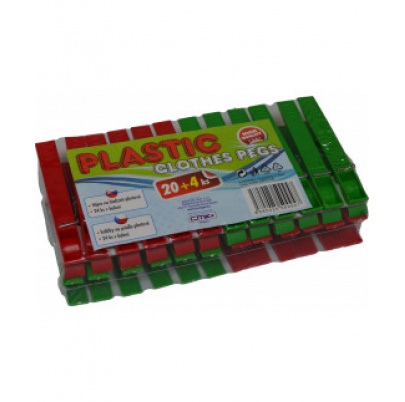 Štipce na prádlo plastové bal. 20+4 ks