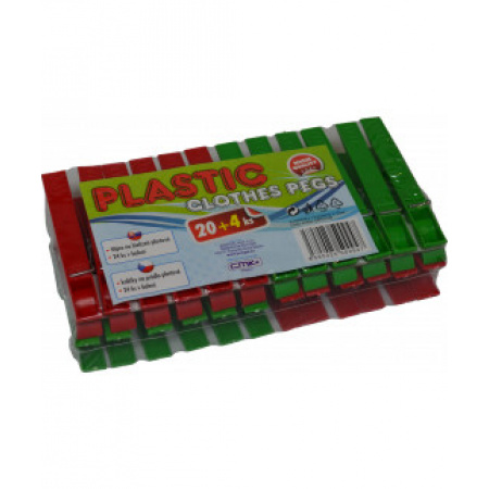 Štipce na prádlo plastové bal. 20+4 ks