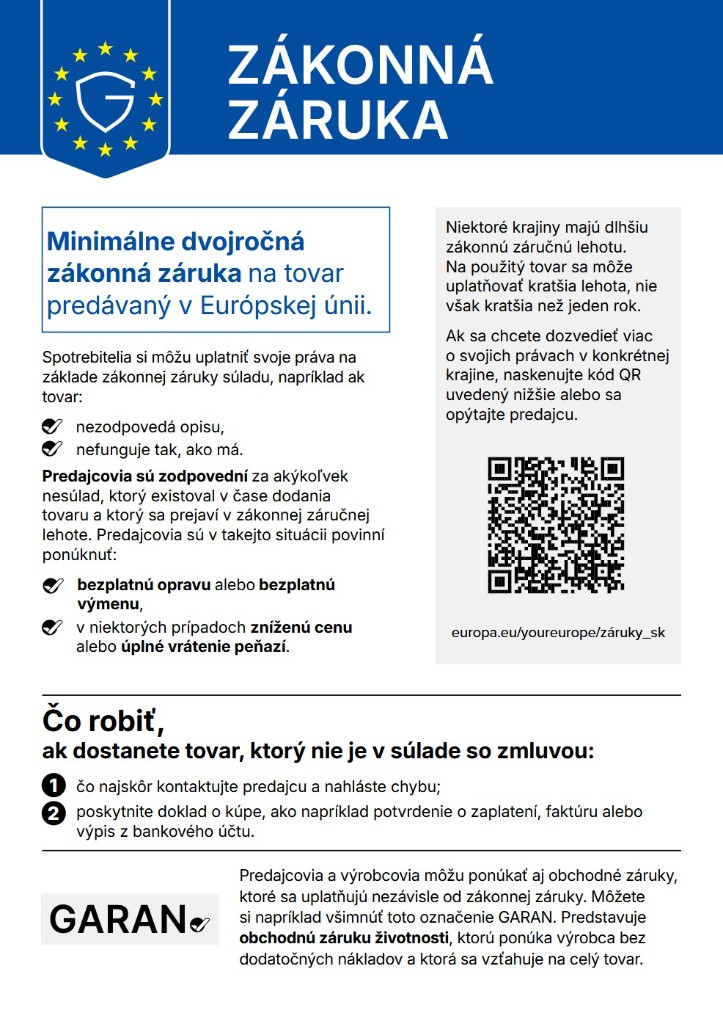 Infografika zákonná záruka SK Infografika zákonná záruka SK